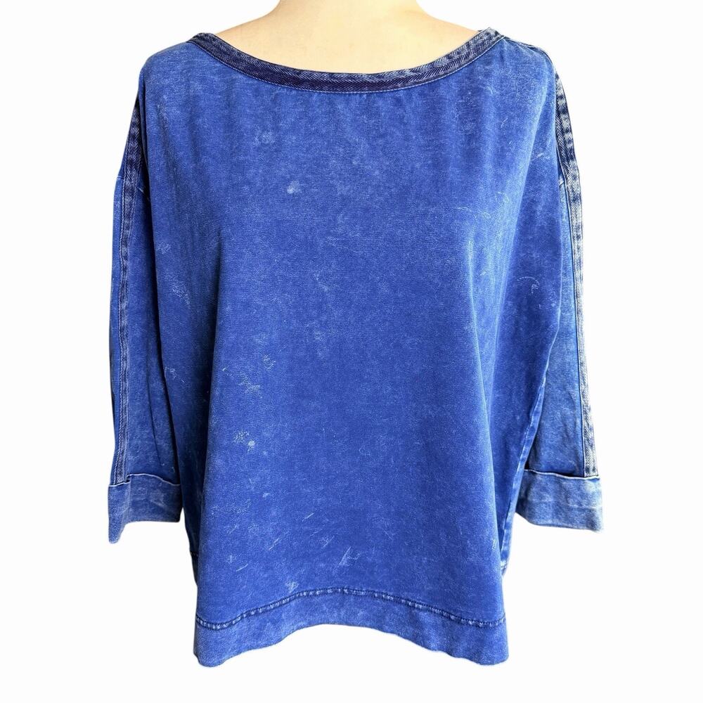Zenergy Washed Utility Top 3/4 Sleeve Safari Indigo Sz 2 Large Womens Casual NWT